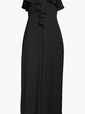 Chelsea28 Black Ruffled Wide-Leg Jumpsuit